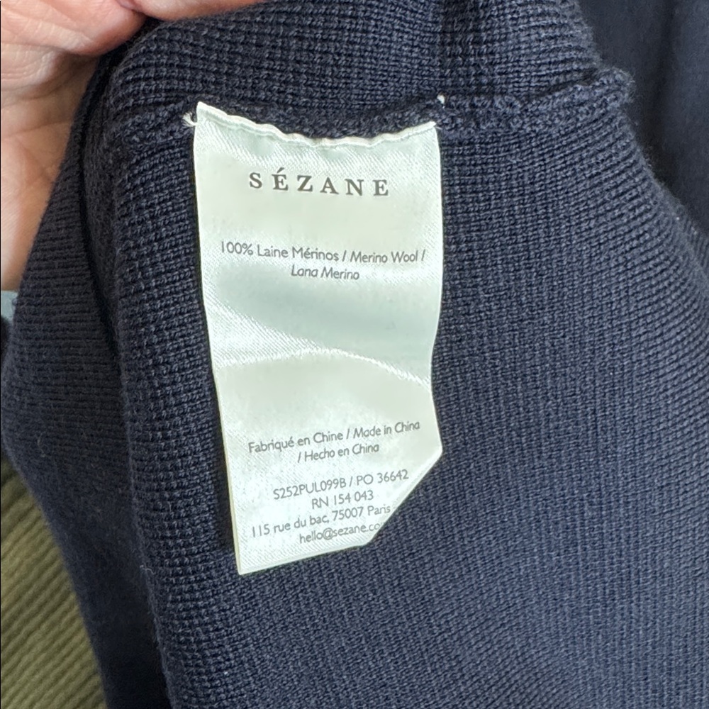 Sezane Naya Jumper Marine With Ecru Details - Size L - Picture 4 of 4
